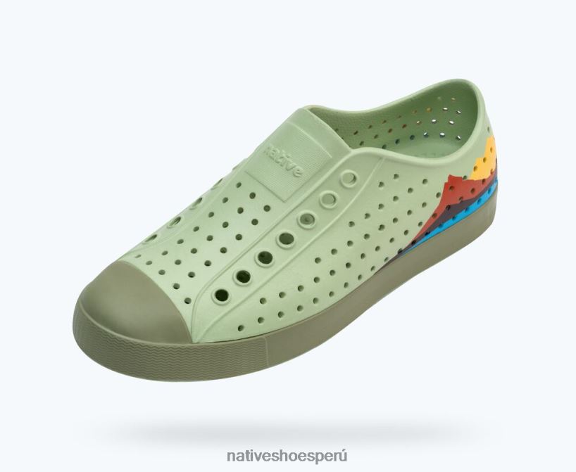 educacion fisica Native Shoes hombres bloque jefferson verde té/verde lago/bloque de montaña del cráter HV64F816 calzado