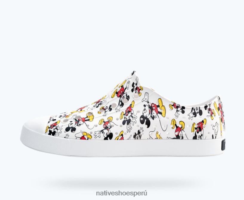 educacion fisica Native Shoes hombres impresión jefferson disney Blanco concha/Estampado integral de Mickey HV64F867 calzado