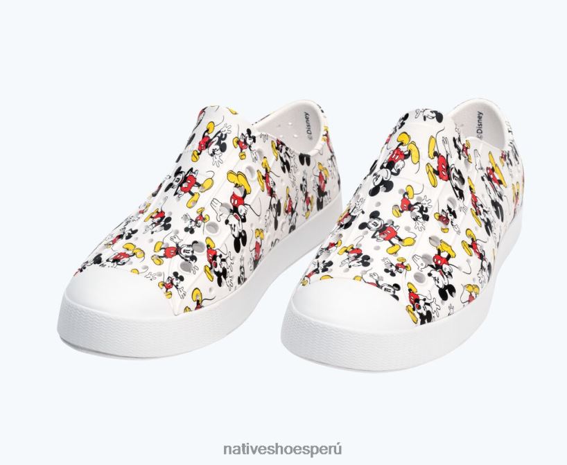 educacion fisica Native Shoes hombres impresión jefferson disney Blanco concha/Estampado integral de Mickey HV64F867 calzado