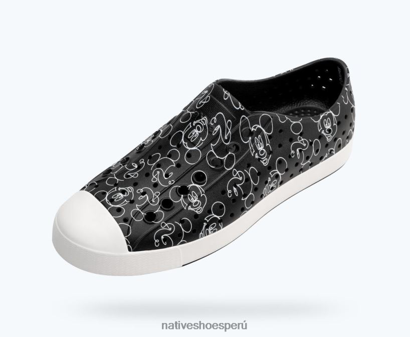 educacion fisica Native Shoes hombres impresión jefferson disney Jiffy negro/blanco concha/mickey doodle por todas partes HV64F868 calzado