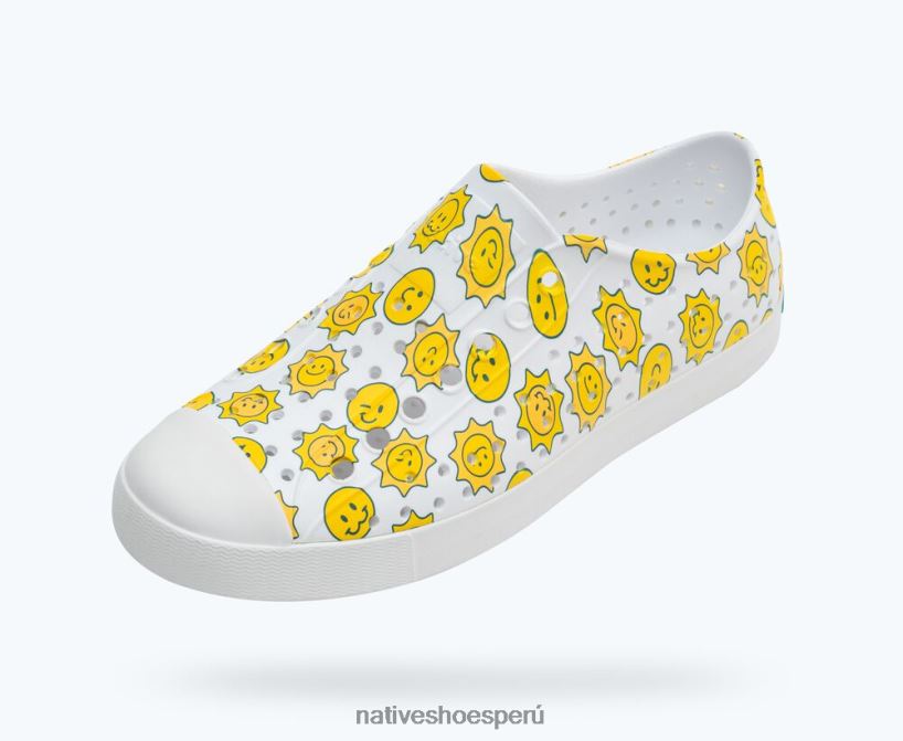 educacion fisica Native Shoes hombres impresión sugarlite jefferson blanco concha/ impermeable sunsmile HV64F822 calzado