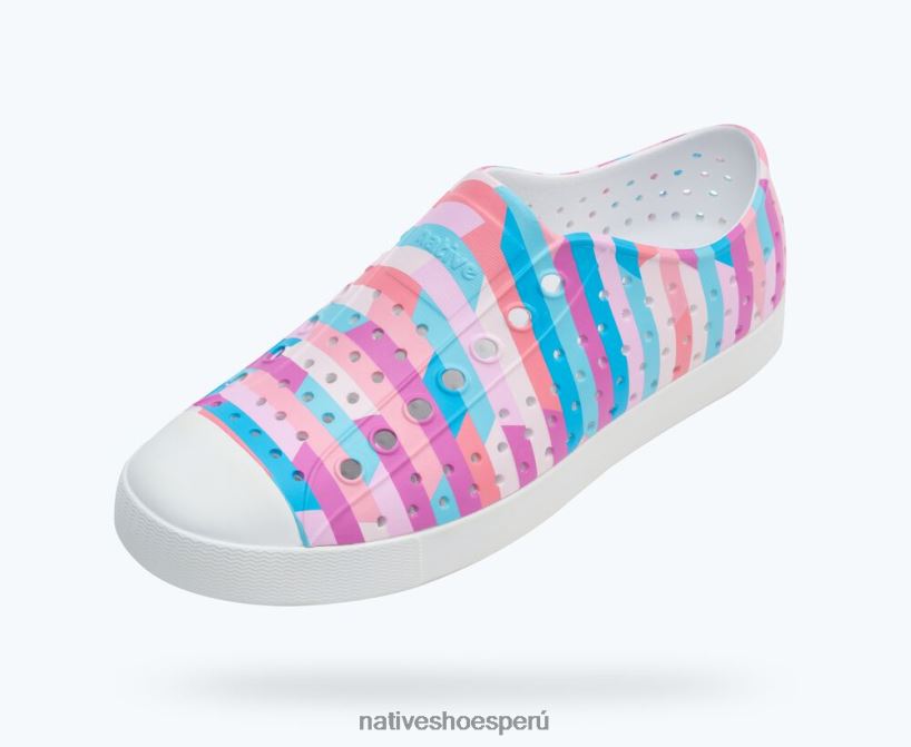 educacion fisica Native Shoes hombres impresión sugarlite jefferson blanco concha/multi rayas pastel 2 HV64F819 calzado