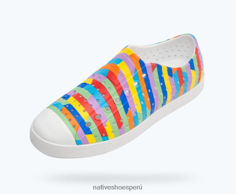 educacion fisica Native Shoes hombres impresión sugarlite jefferson blanco concha/raya multicolor arcoiris 2 HV64F830 calzado