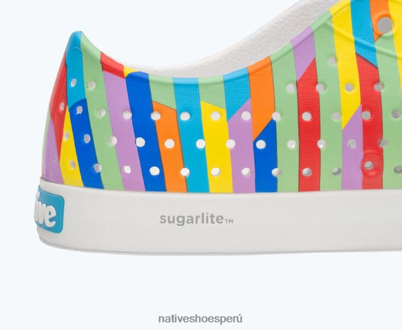 educacion fisica Native Shoes hombres impresión sugarlite jefferson blanco concha/raya multicolor arcoiris 2 HV64F830 calzado