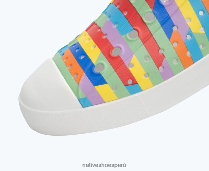 educacion fisica Native Shoes hombres impresión sugarlite jefferson blanco concha/raya multicolor arcoiris 2 HV64F830 calzado