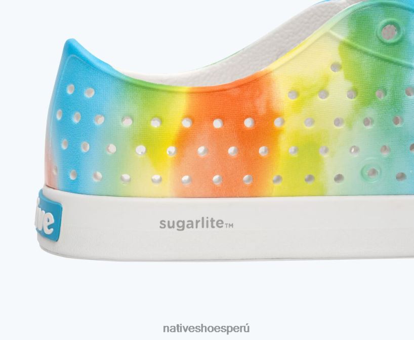 educacion fisica Native Shoes hombres impresión sugarlite jefferson blanco concha/teñido anudado arcoiris HV64F820 calzado