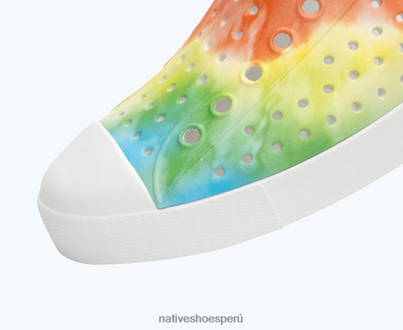 educacion fisica Native Shoes hombres impresión sugarlite jefferson blanco concha/teñido anudado arcoiris HV64F820 calzado