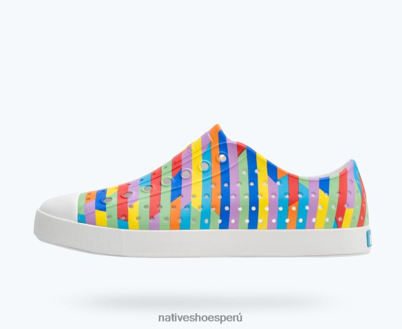 blanco concha/raya multicolor arcoiris 2