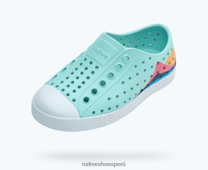 educacion fisica Native Shoes niños bloque jefferson azul hortensia/ azul costero/ bloque de montaña de regata HV64F8196 calzado
