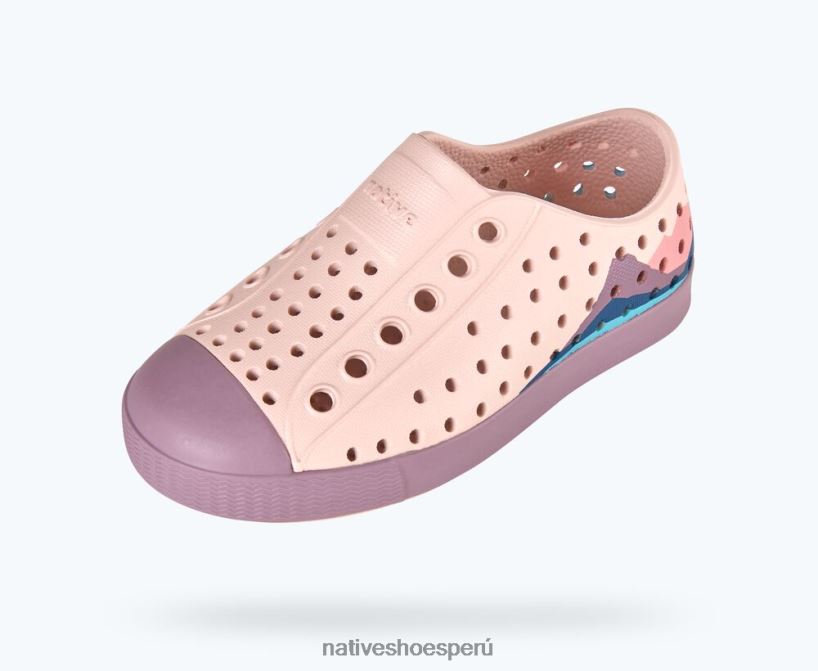 educacion fisica Native Shoes niños bloque jefferson rosa polvo/púrpura flor silvestre/bloque de montaña fronterizo HV64F8244 calzado