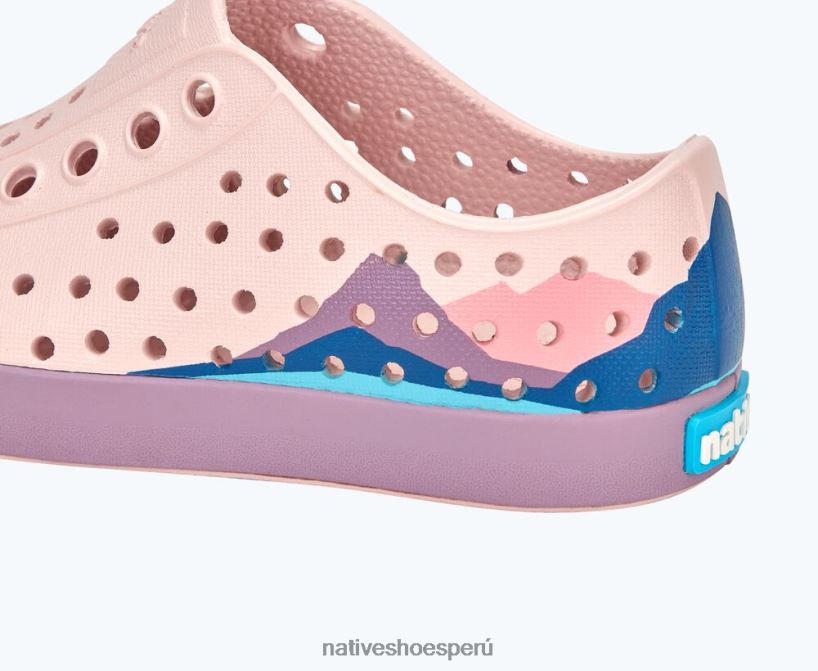 educacion fisica Native Shoes niños bloque jefferson rosa polvo/púrpura flor silvestre/bloque de montaña fronterizo HV64F8244 calzado