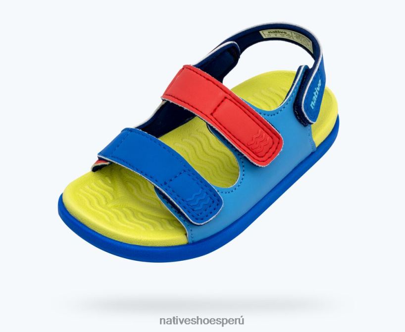 educacion fisica Native Shoes niños frankie sugarlite azul descansando/ verde apio/ azul uv/ hiper correa uv HV64F885 calzado