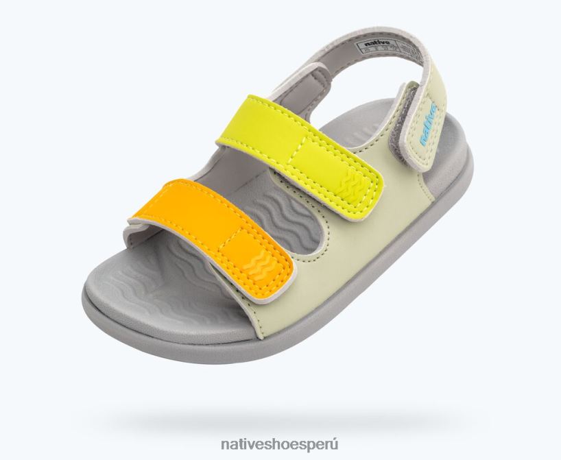 educacion fisica Native Shoes niños frankie sugarlite correas de viaje verde té/ gris paloma/ chartreuse HV64F895 calzado