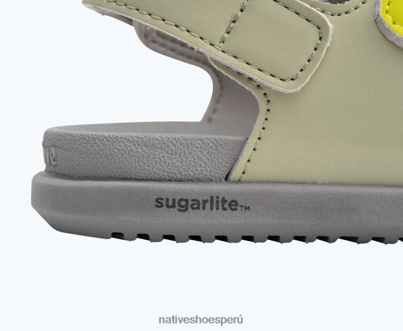 educacion fisica Native Shoes niños frankie sugarlite correas de viaje verde té/ gris paloma/ chartreuse HV64F895 calzado