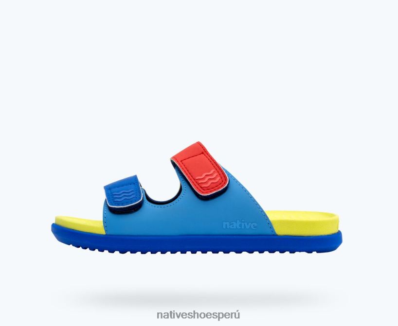 educacion fisica Native Shoes niños frankie sugarlite junior azul descansando/ verde apio/ azul uv/ hiper correa uv HV64F886 calzado