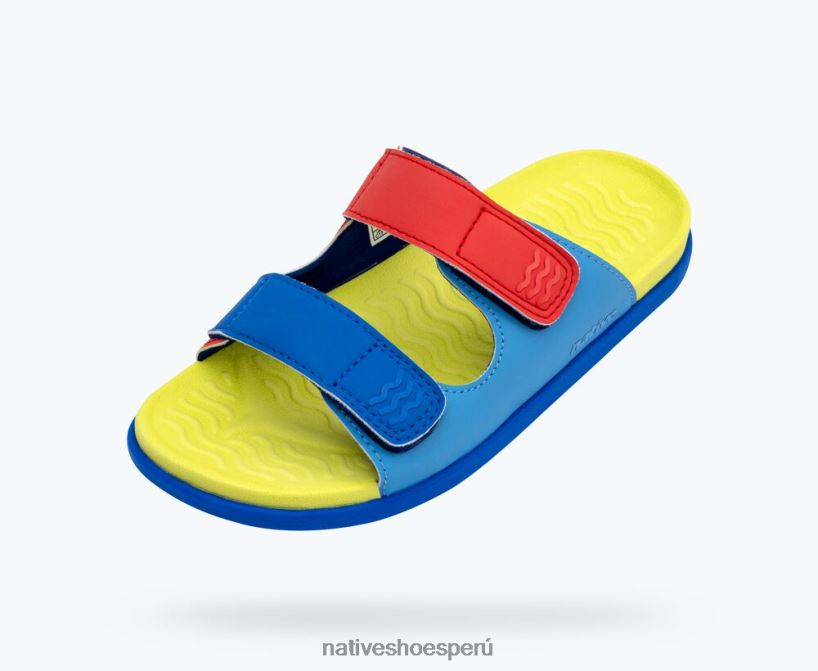 educacion fisica Native Shoes niños frankie sugarlite junior azul descansando/ verde apio/ azul uv/ hiper correa uv HV64F886 calzado
