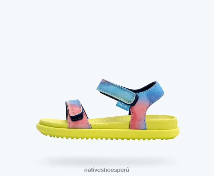 educacion fisica Native Shoes niños impresión charley sugarlite teñido anudado verde apio/arco iris HV64F898 calzado