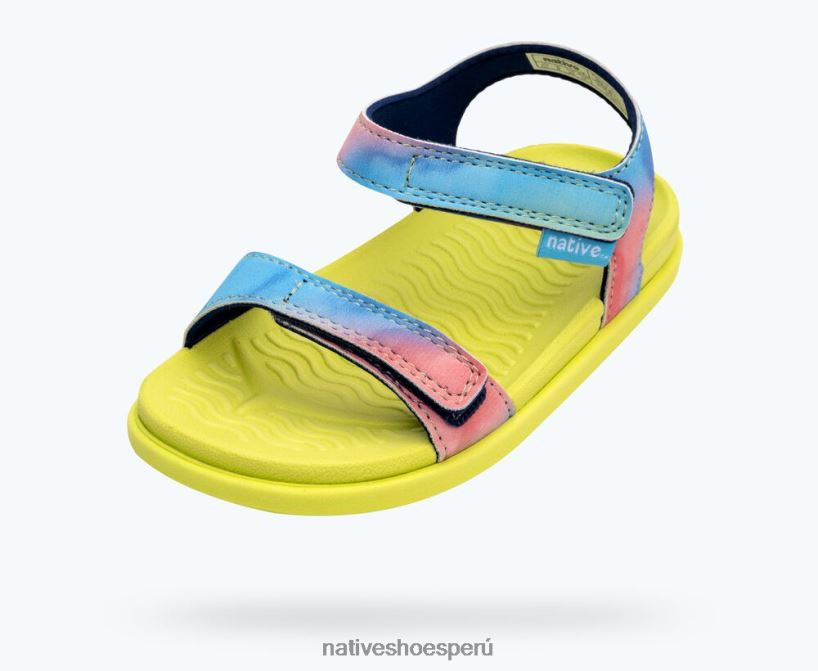 educacion fisica Native Shoes niños impresión charley sugarlite teñido anudado verde apio/arco iris HV64F898 calzado