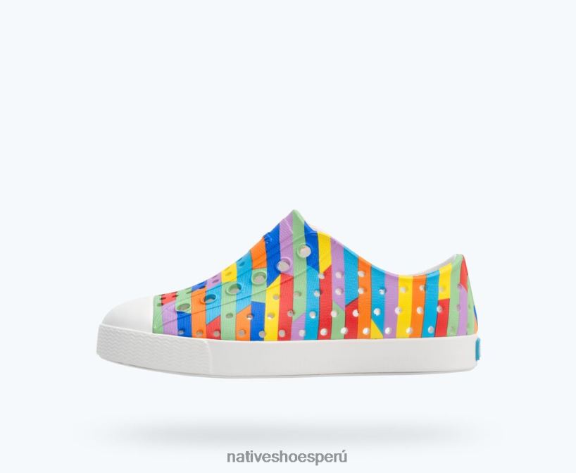 blanco concha/raya multicolor arcoiris 2