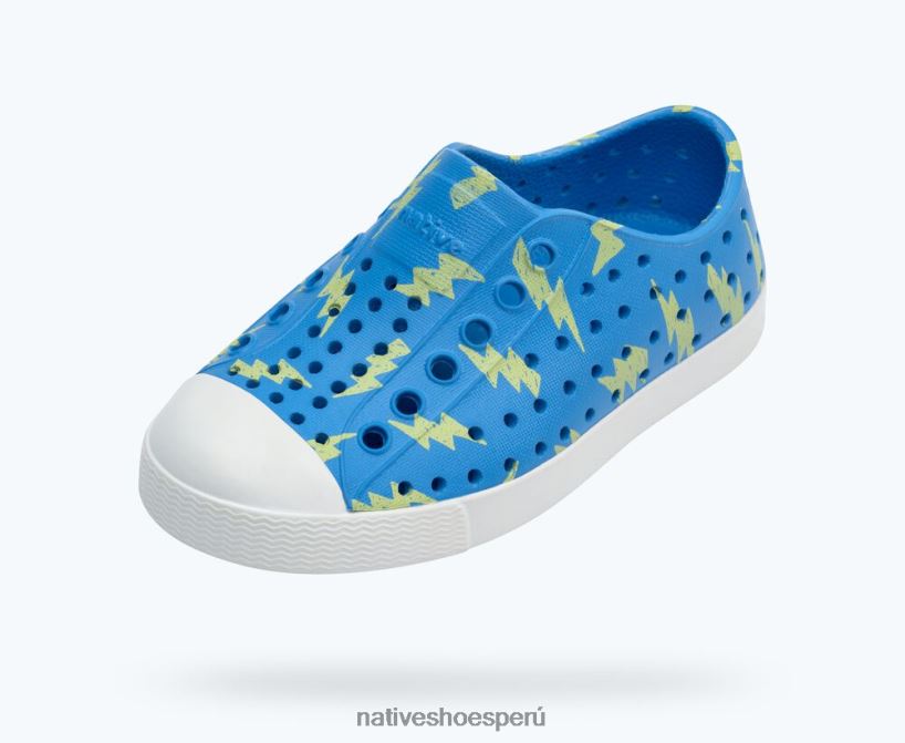 educacion fisica Native Shoes niños impresión sugarlite jefferson azul descansando/ blanco concha/ relámpago de apio HV64F8155 calzado