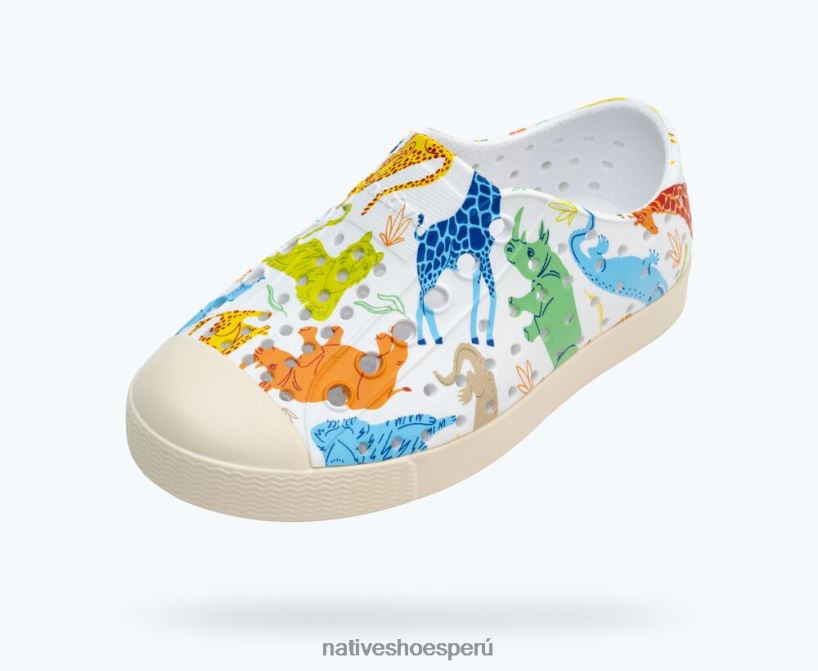 educacion fisica Native Shoes niños impresión sugarlite jefferson blanco concha/ blanco hueso/ dulces safari friends HV64F8170 calzado