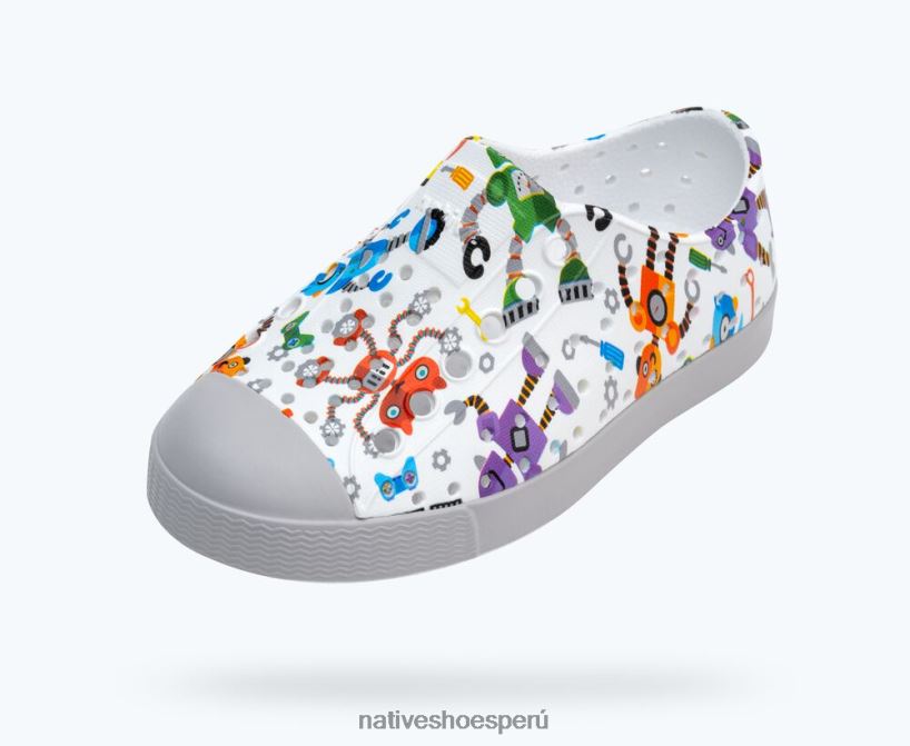 educacion fisica Native Shoes niños impresión sugarlite jefferson blanco concha/ gris niebla/ impermeable robuddies HV64F8167 calzado