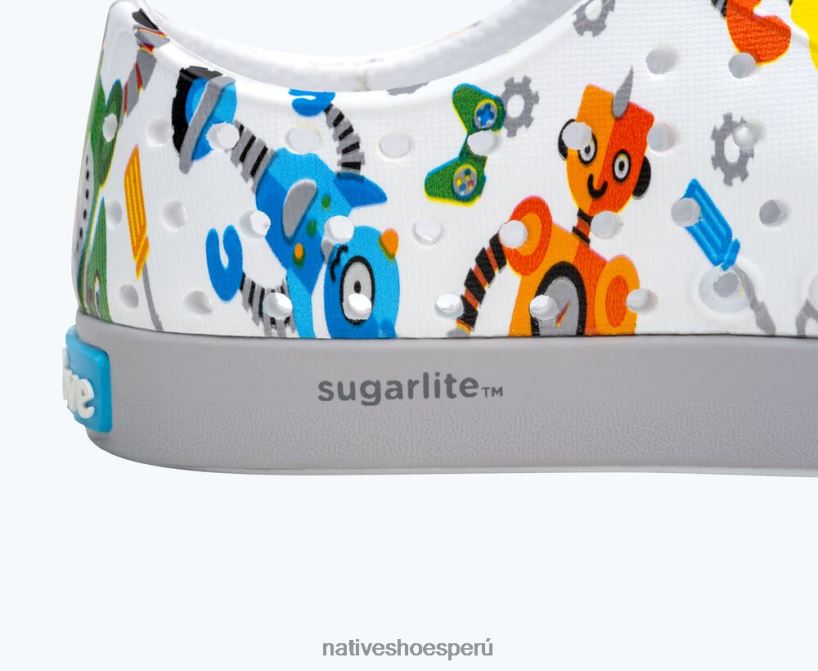 educacion fisica Native Shoes niños impresión sugarlite jefferson blanco concha/ gris niebla/ impermeable robuddies HV64F8167 calzado