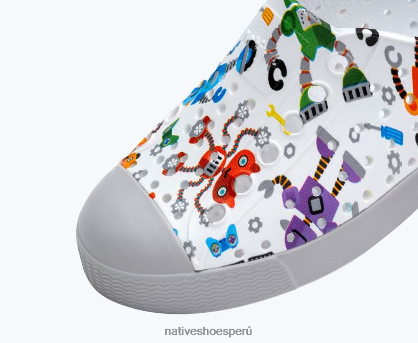 educacion fisica Native Shoes niños impresión sugarlite jefferson blanco concha/ gris niebla/ impermeable robuddies HV64F8167 calzado