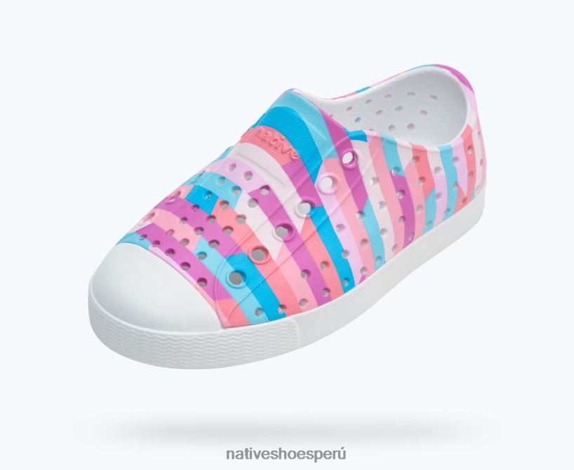 educacion fisica Native Shoes niños impresión sugarlite jefferson blanco concha/multi rayas pastel 2 HV64F8248 calzado