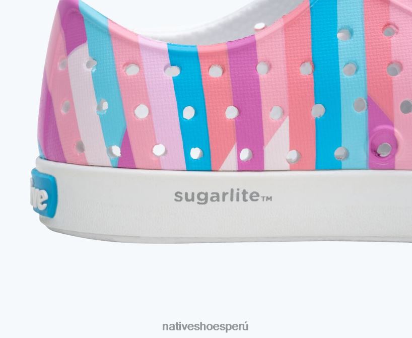 educacion fisica Native Shoes niños impresión sugarlite jefferson blanco concha/multi rayas pastel 2 HV64F8248 calzado