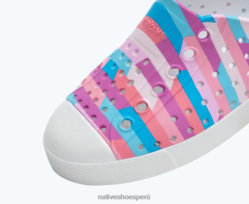 educacion fisica Native Shoes niños impresión sugarlite jefferson blanco concha/multi rayas pastel 2 HV64F8248 calzado