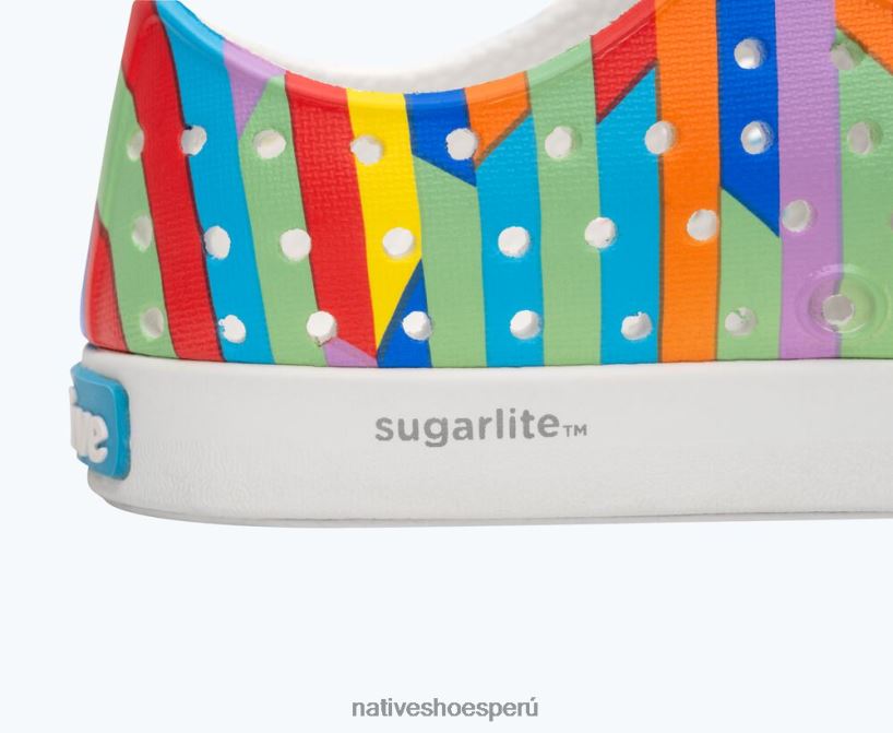 educacion fisica Native Shoes niños impresión sugarlite jefferson blanco concha/raya multicolor arcoiris 2 HV64F8163 calzado