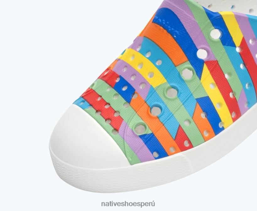 educacion fisica Native Shoes niños impresión sugarlite jefferson blanco concha/raya multicolor arcoiris 2 HV64F8163 calzado