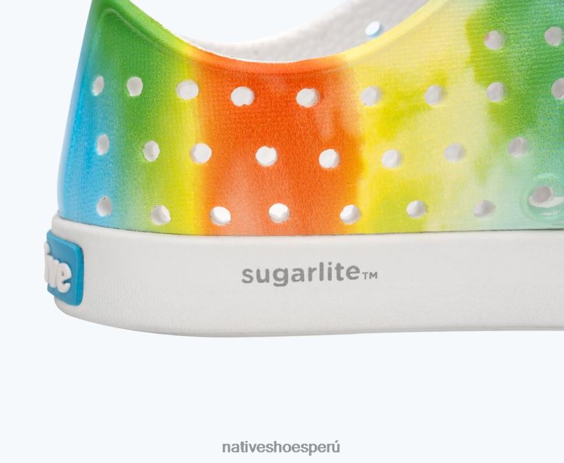 educacion fisica Native Shoes niños impresión sugarlite jefferson blanco concha/teñido anudado arcoiris HV64F8138 calzado