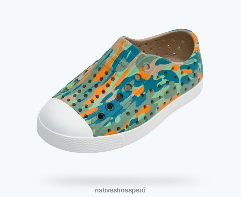 educacion fisica Native Shoes niños impresión sugarlite jefferson tostado lino/ blanco concha/ eucamo ciudad HV64F8148 calzado