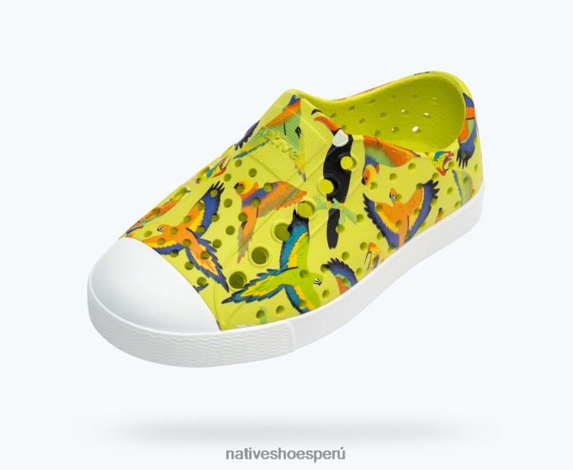 educacion fisica Native Shoes niños impresión sugarlite jefferson verde apio/ blanco concha/ pájaros tropicales uv HV64F8172 calzado