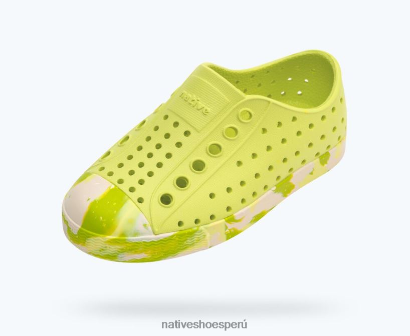 educacion fisica Native Shoes niños jefferson sugarlite jaspeado verde apio/mármol de apio dulce HV64F8184 calzado