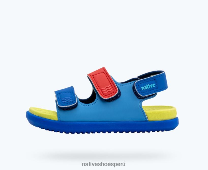 educacion fisica Native Shoes niños frankie sugarlite azul descansando/ verde apio/ azul uv/ hiper correa uv HV64F885 calzado