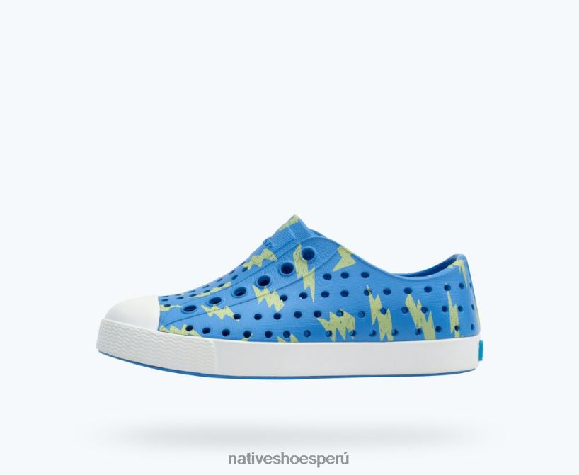 educacion fisica Native Shoes niños impresión sugarlite jefferson azul descansando/ blanco concha/ relámpago de apio HV64F8155 calzado
